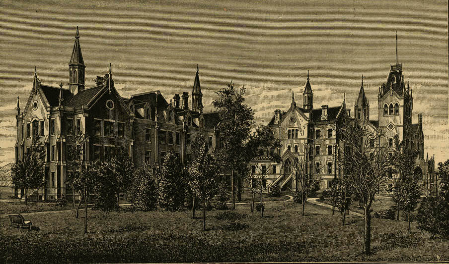 Ohio Institution for Feeble Minded Youth. Engraving, 1885