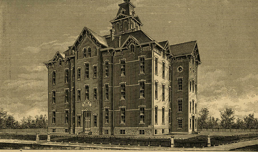 First Garfield Elementary School building, drawing, 1885