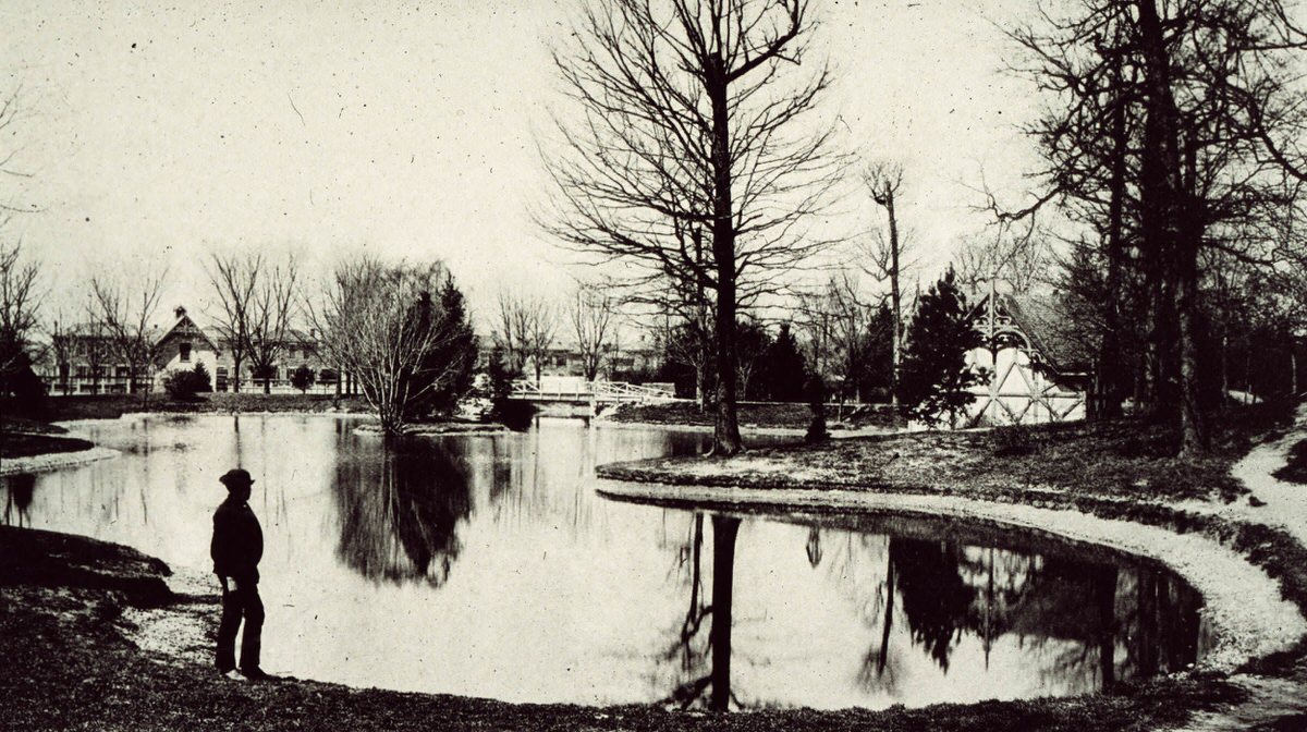 Schiller Park lake and boathouse,1889