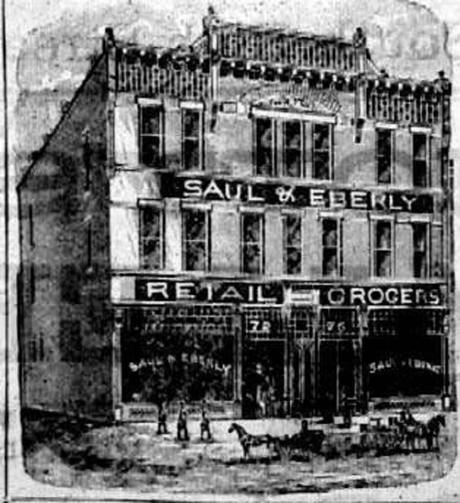Saul and Eberly Grocery building illustration, 1888