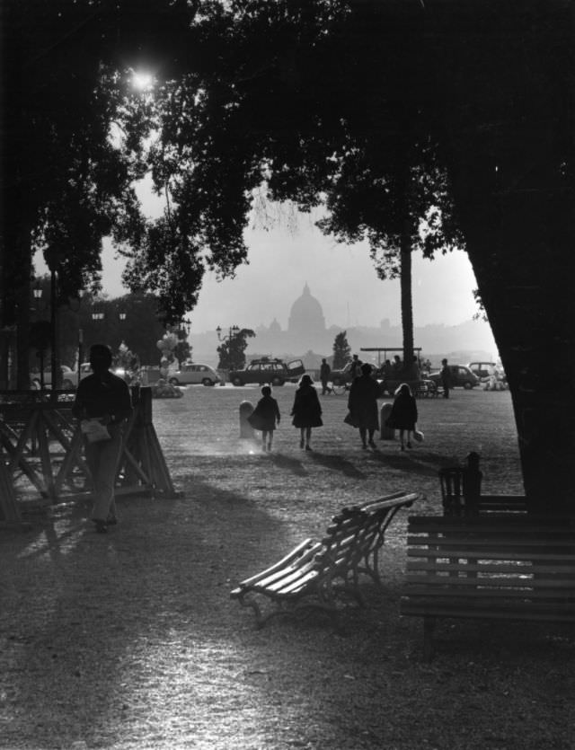 Pincio gardens overlooking Rome