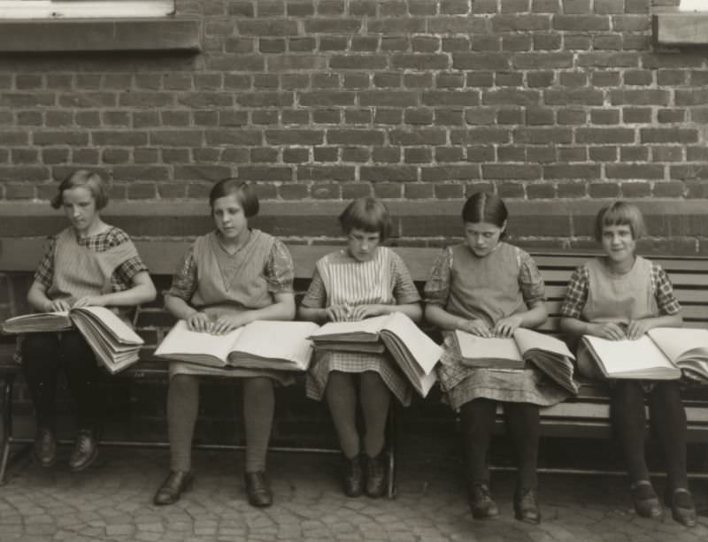 Blind children at their lessons