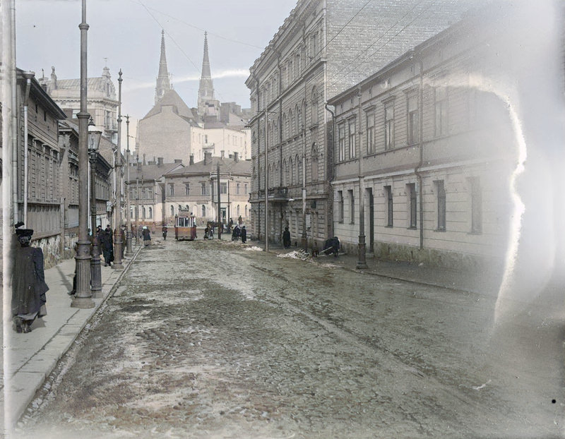 Punavuori (Rödbergen), Helsinki. St. John’s Church in the background.