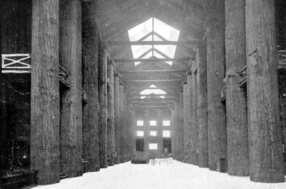 The interior of the Forestry Building, 1907.