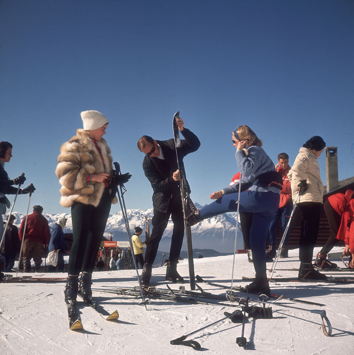 Skiers at Verbier, 1964.