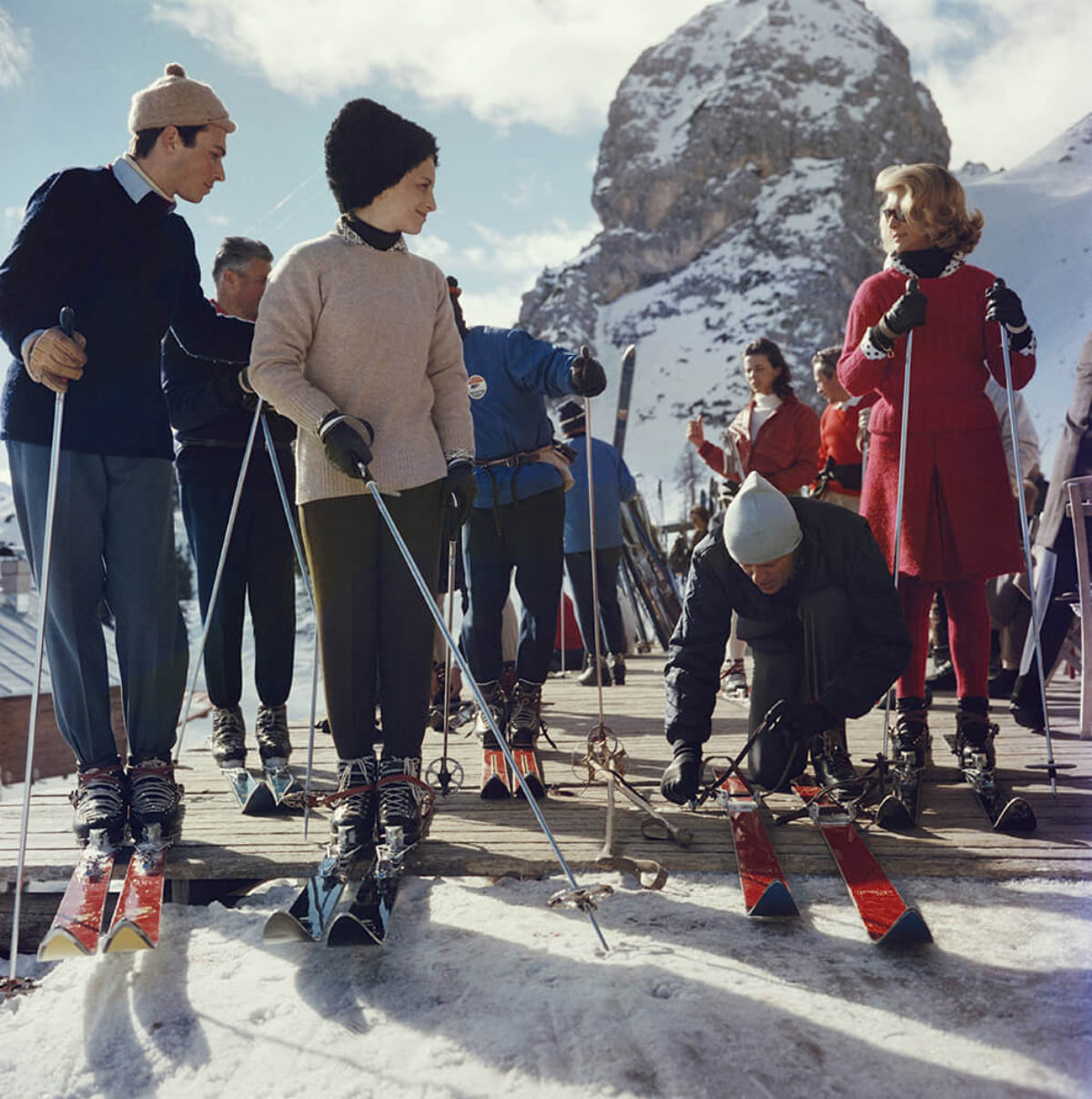 Skiers at Cortina D’Ampezzo in Italy, 1962.