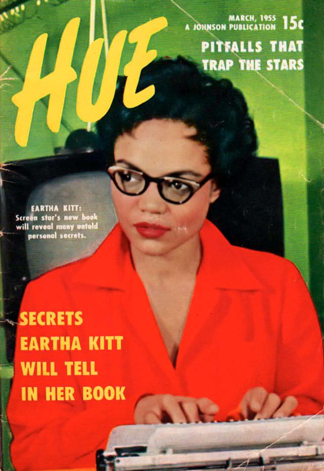 Secrets Eartha Kitt Will Tell In Her Book, Hue magazine, March 1955