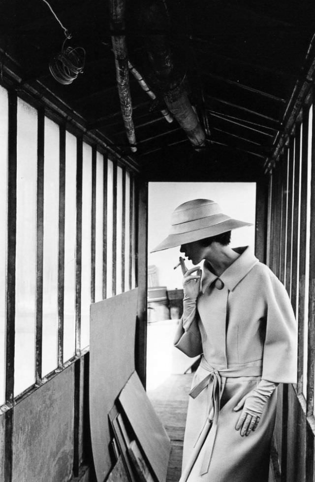 Lady smoking cigarette, 1961