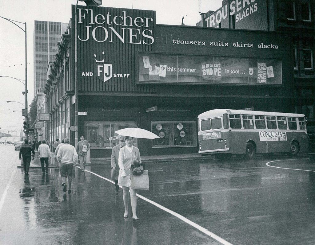 Fletcher Jones Store. The world's largest store specializing in men's slacks is Fletcher Jones in Melbourne, 1975