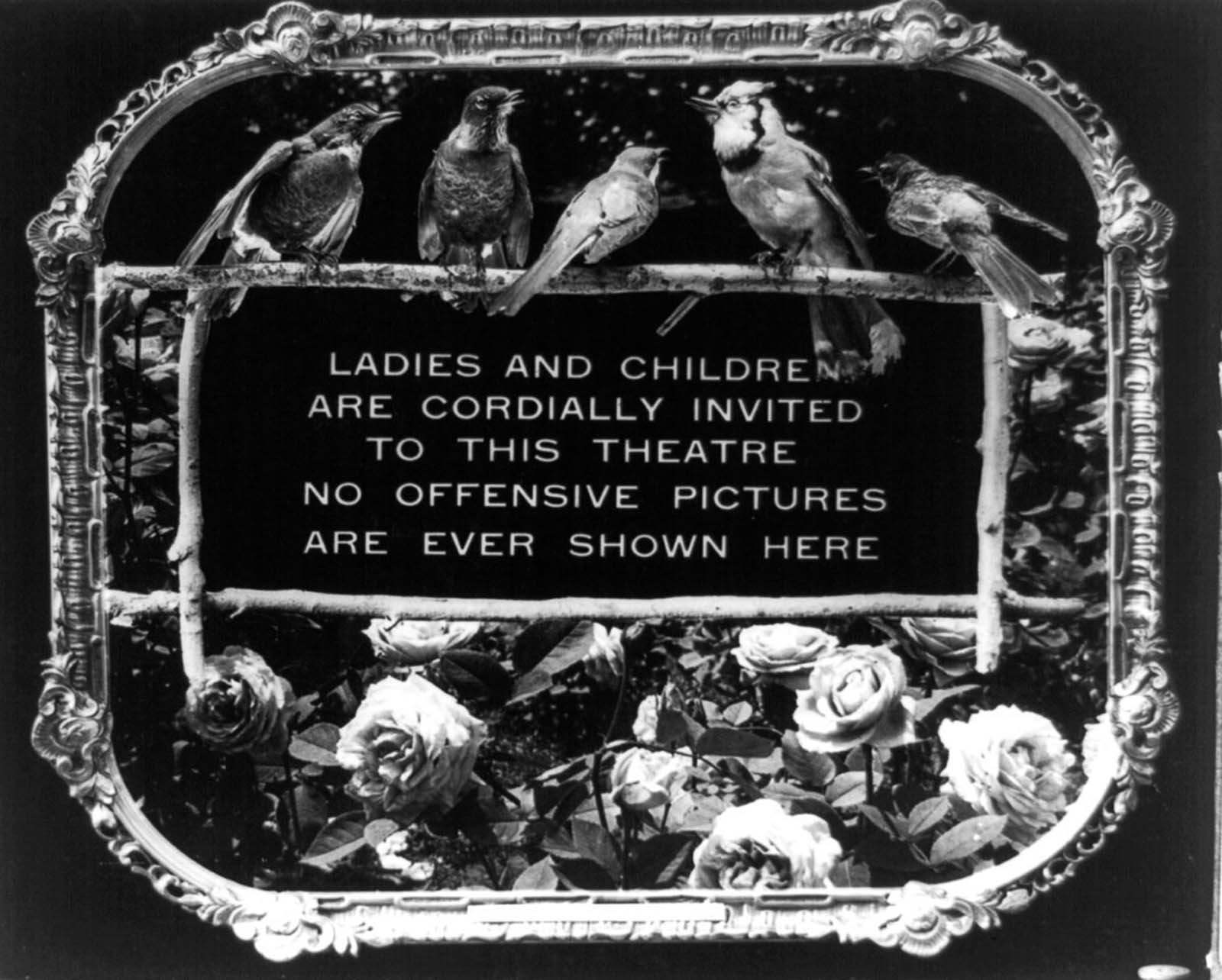 This slider was used to remind parents that children and women are ‘cordially’ invited to watch the film and reassured them ‘no offensive pictures’ are even shown inside the theater.