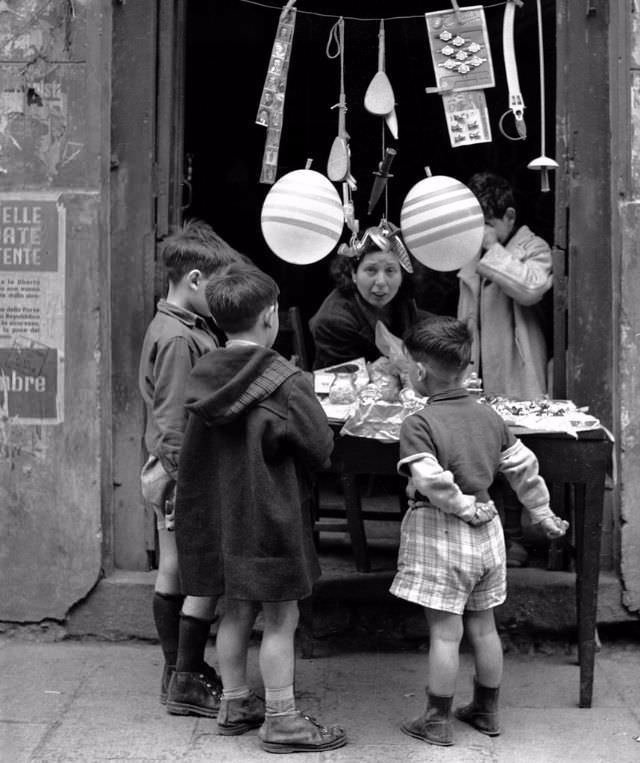 Children buying toys.