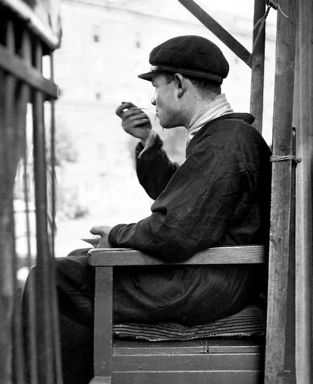 Man enjoying soup.