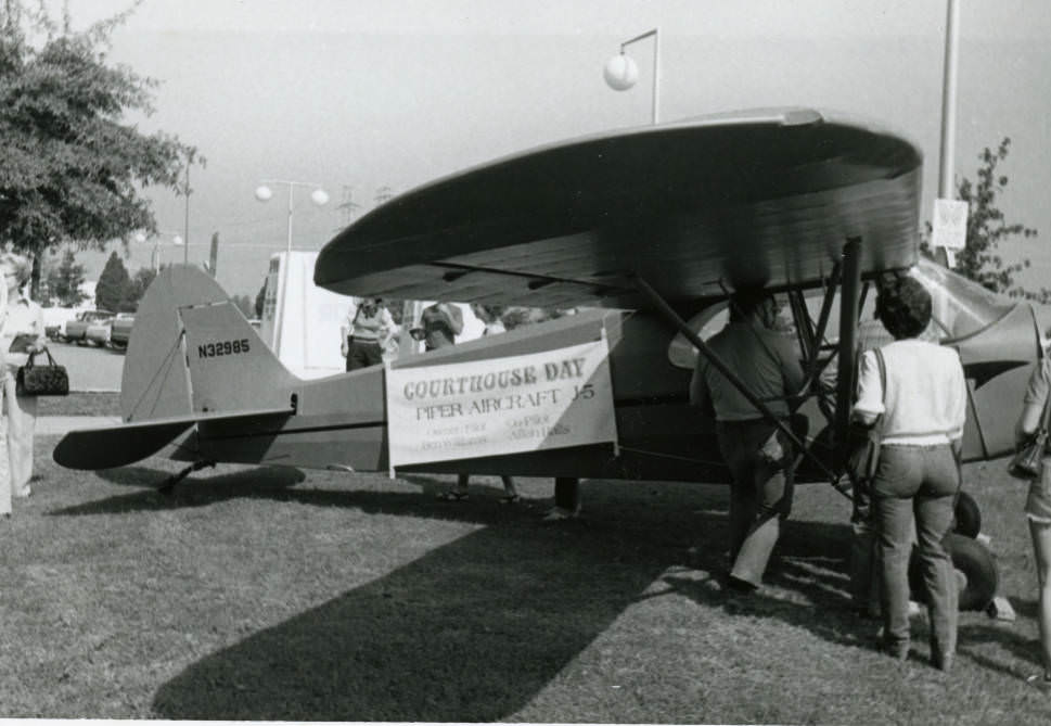 A Piper aircraft J-5 that was on display at the 1982 Courthouse Day hosted in Nashville, Tennessee.