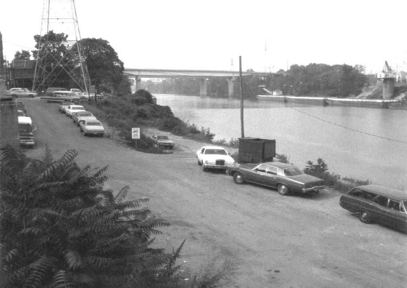 Riverfront Park development area before it was completed as an urban park, Nashville, Tennessee, 1980s