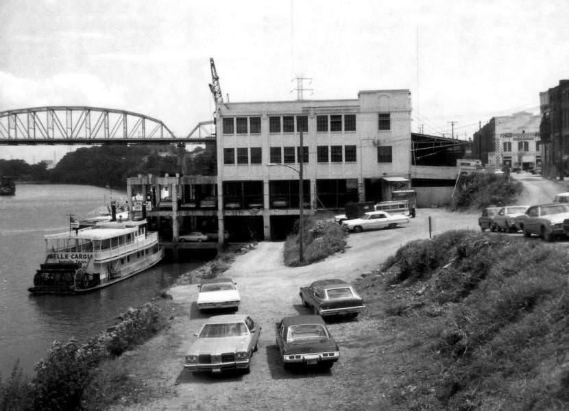 Riverfront Park development area before it was completed as an urban park, Nashville, 1980s