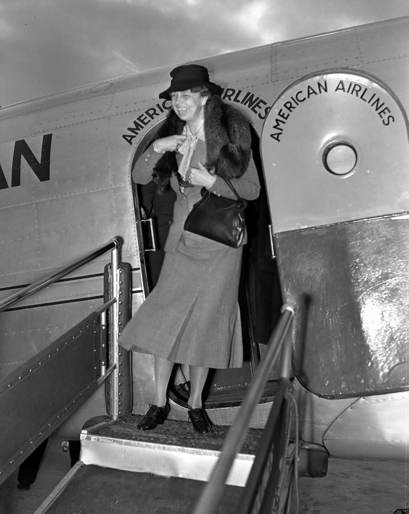 First Lady Eleanor Roosevelt at the Nashville Airport (Berry Field), 1938