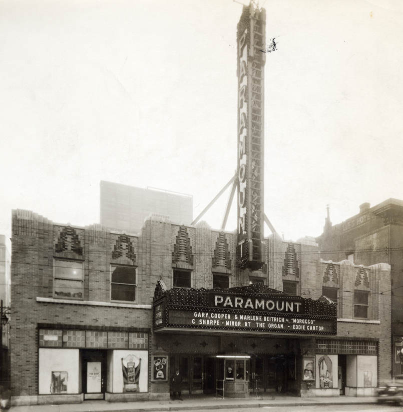 Paramount Theater, a "palatial playhouse" part of the Publix Theater chain, 1930