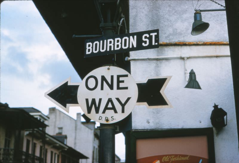 Bourbon Street one way, New Orleans, 1956.