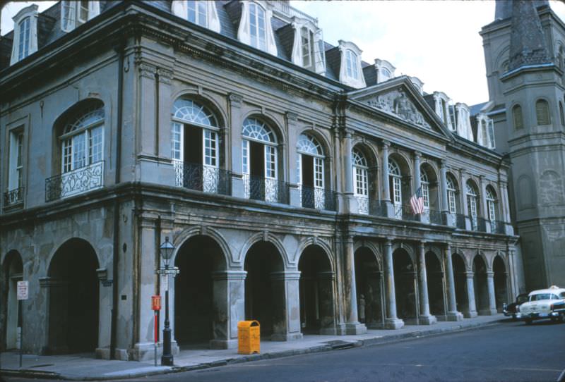 Cabildo next to St Louis Cathedral, New Orleans, 1956.