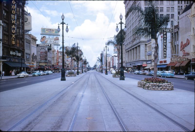 Canal Street looking north, New Orleans, 1956.
