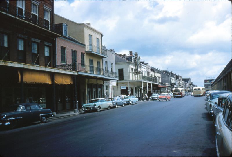 Decatur Street with Tujague's, New Orleans, 1956.