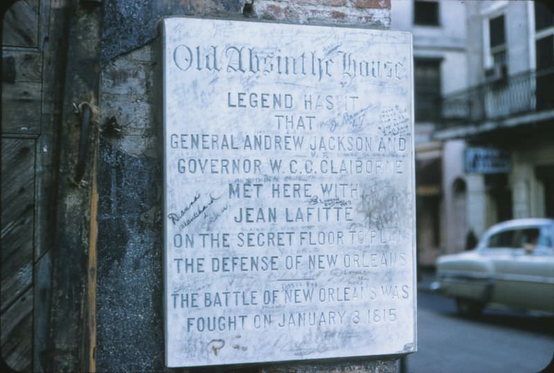 Old Absinthe House plaque, New Orleans, 1956.