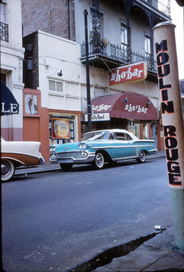 Sho'Bar with Sally Rand in the French Quarter, New Orleans, 1956.