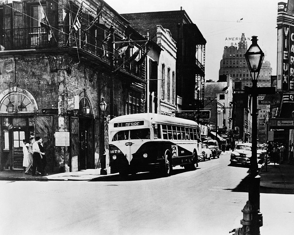 Bourbon Street, Bus Named "Desire" in New Orleans, 1953