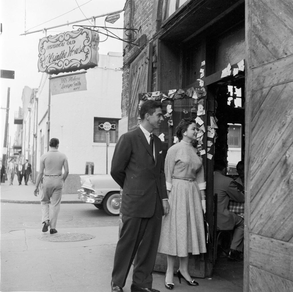 The entrance to the world famous Absinthe Bar in New Orleans, 1956.