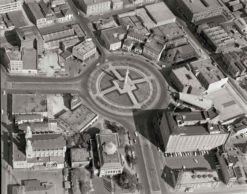 Aerial View of Circular Plaza, New Orleans, 1957