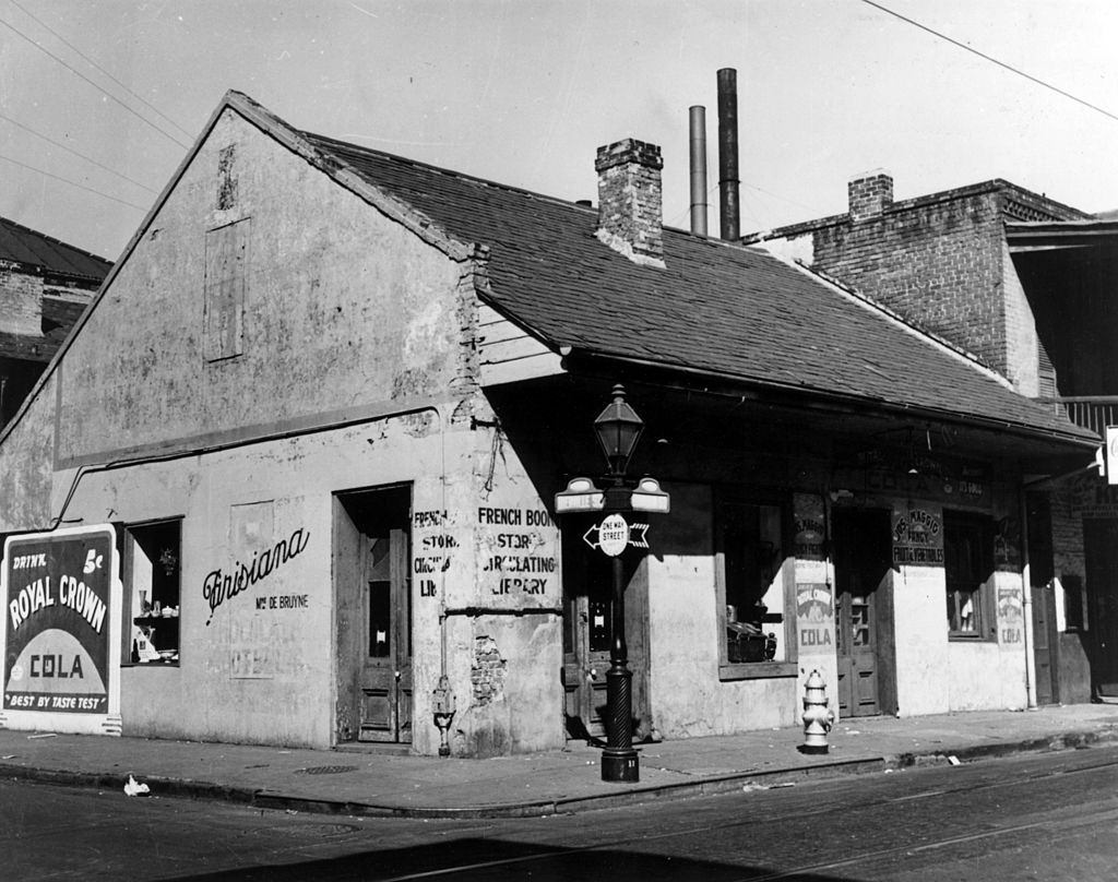 An old French bookshop and lending library in the French quarter of New Orleans, 1952.