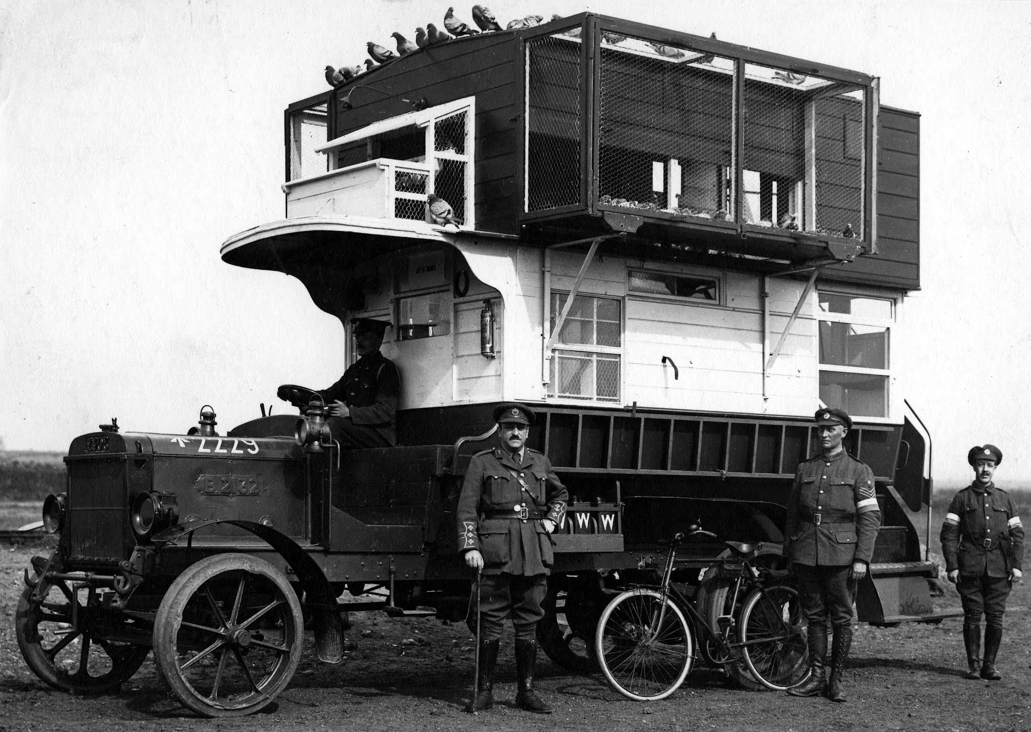 Pigeon Lofts of WWI: Historical photos of B-type Buses that were Used to Transport Messenger Birds