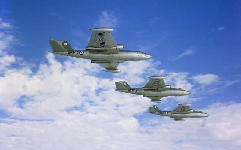 English Electric Canberra B.6s, WH948, WH958 and WT201, of No. 12 Squadron based at RAF Binbrook.