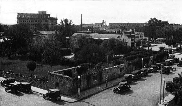 Bird's-eye view of the Alamo from Post Office and Federal Building, San Antonio, 1928