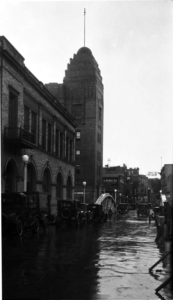 W. Crockett Street looking west from Losoya Street, San Antonio, 1929