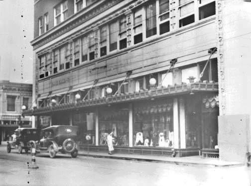 Wolff and Marx display windows on Main Avenue, 1920s