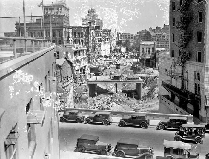 Construction of cutoff channel, San Antonio River, San Antonio, 1929