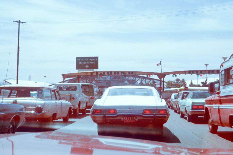 Mexico border crossing, Tijuana, 1977