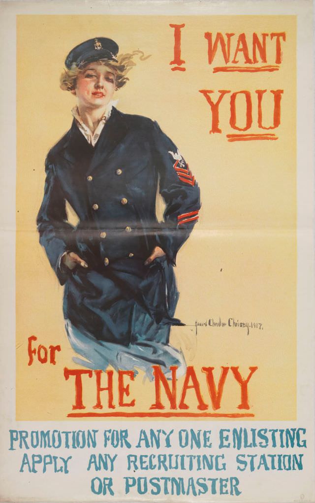 Woman casually dressed in a naval uniform