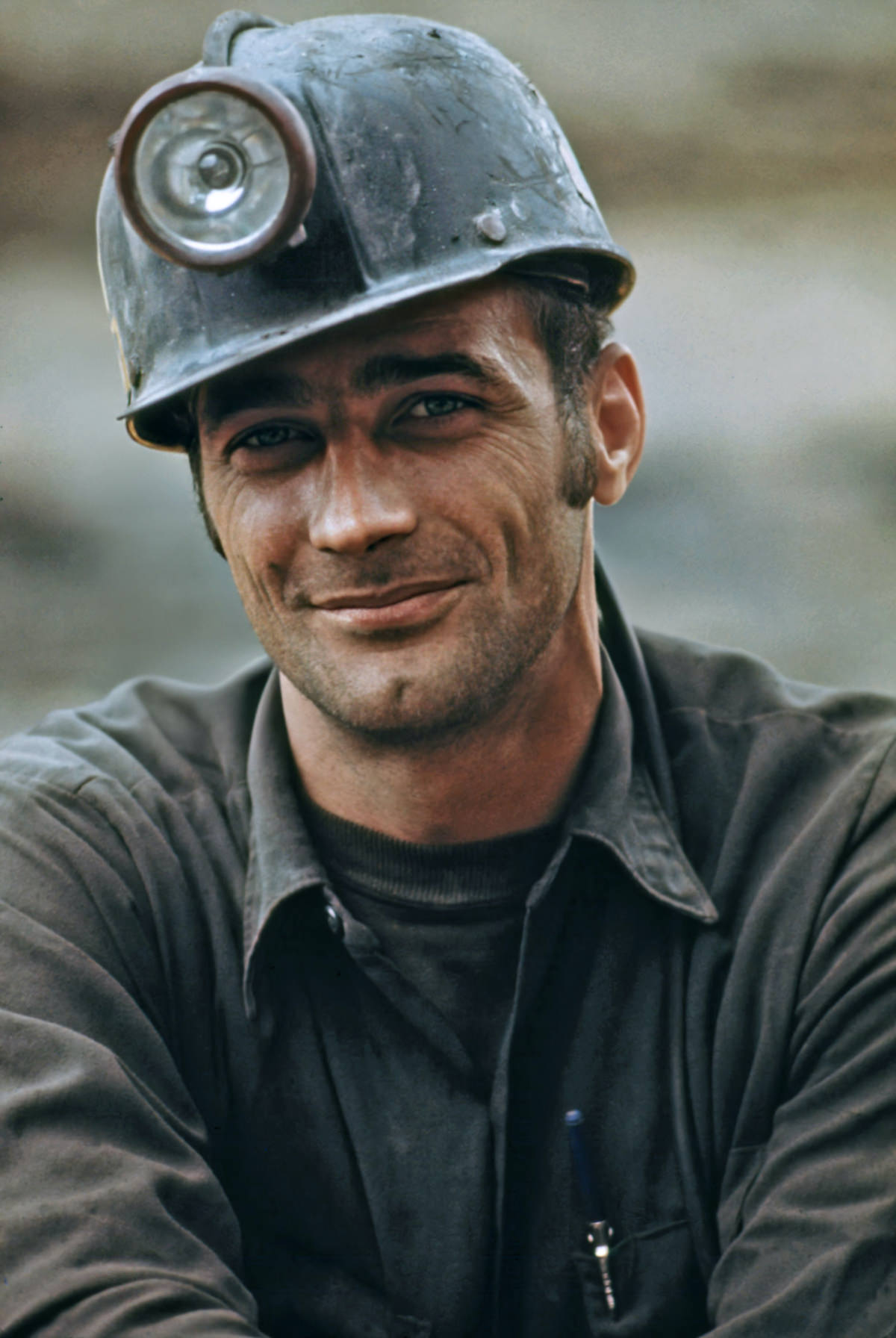 One of a series of portraits of miners waiting to go to work on the 4 P.M. to Midnight Shift at the Virginia-Pocahontas Coal Company Mine, near Richlands, Virginia.