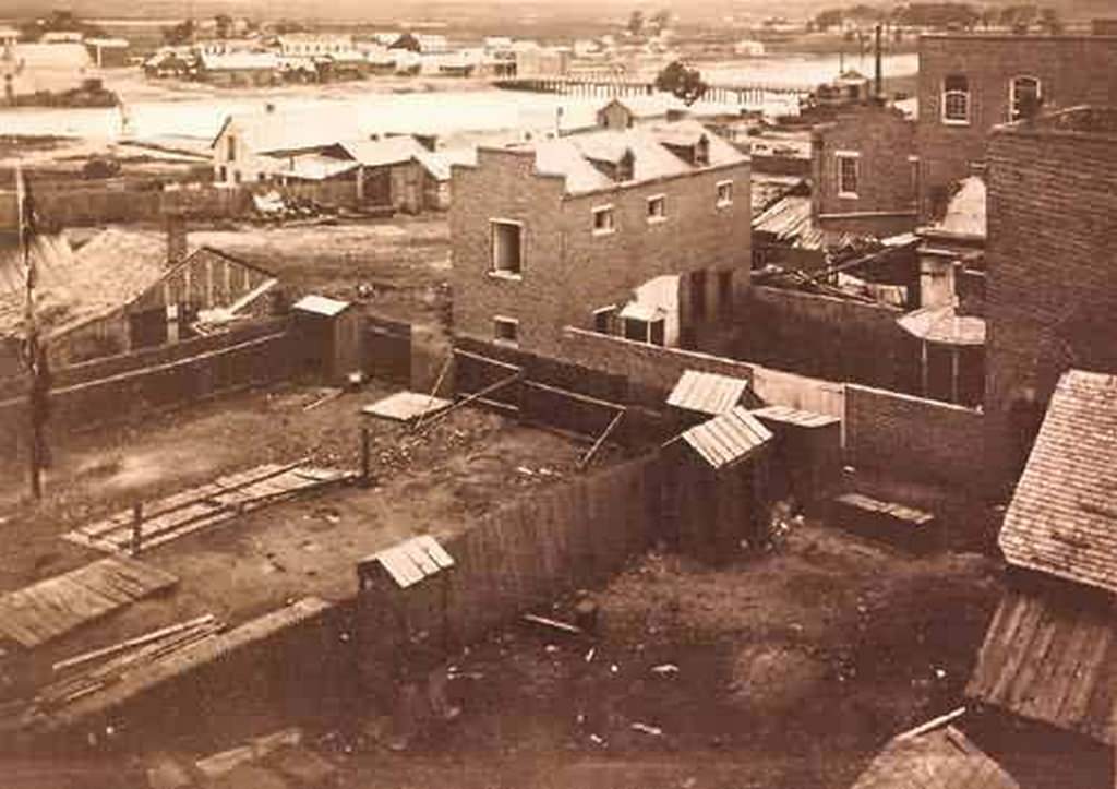 Early Denver View witrh Cherry Creek in background, 1865