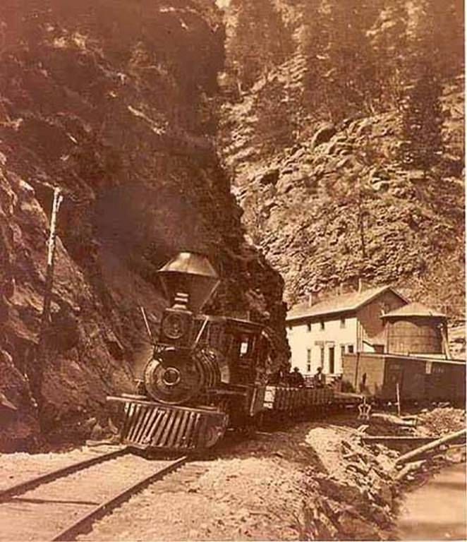 Train Going Through Clear Creek Canyon, 1876