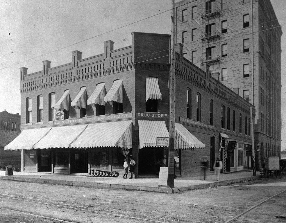 L. M. Whitsitt Drug Store, Houston Street and 7th Street, Fort Worth, Texas, 1898