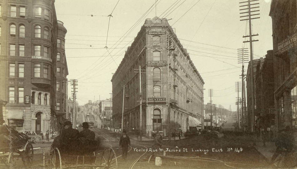 James Street and Yesler Way from Pioneer Square, 1894