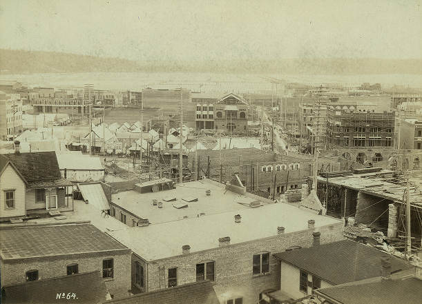 Looking south from 2nd Ave. and Cherry Street, Seattle, 1890s.