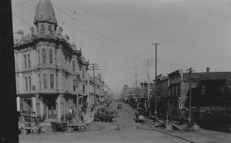 Front Street (now 1st Ave. S.) looking north from James Street, 1897