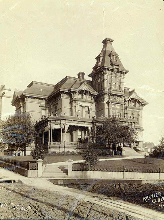 McNaught mansion occupied by the Rainier Club, southeast corner of 4th Ave. and Spring Street, Seattle, 1889