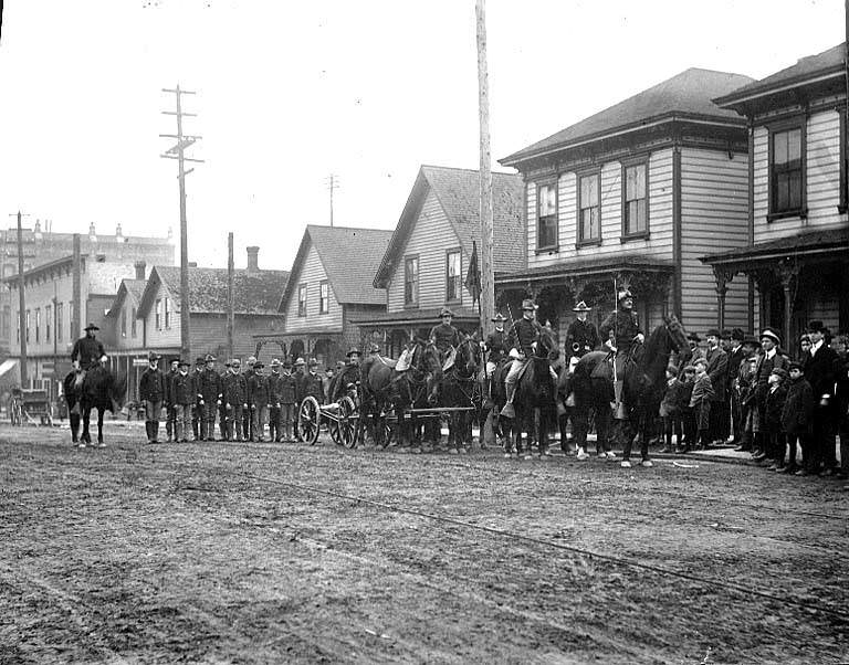 Military unit on parade, 1890