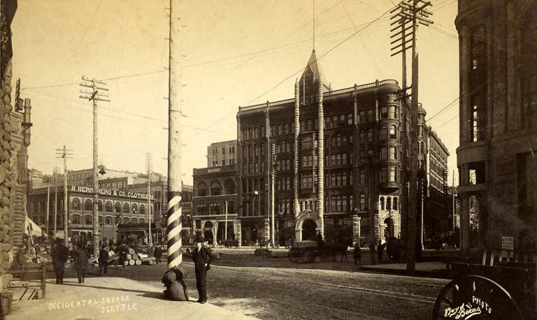 Pioneer Building in Occidental Square, Seattle, 1889