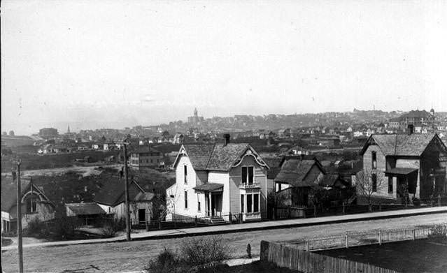 Residential area of Seattle looking west, 1899